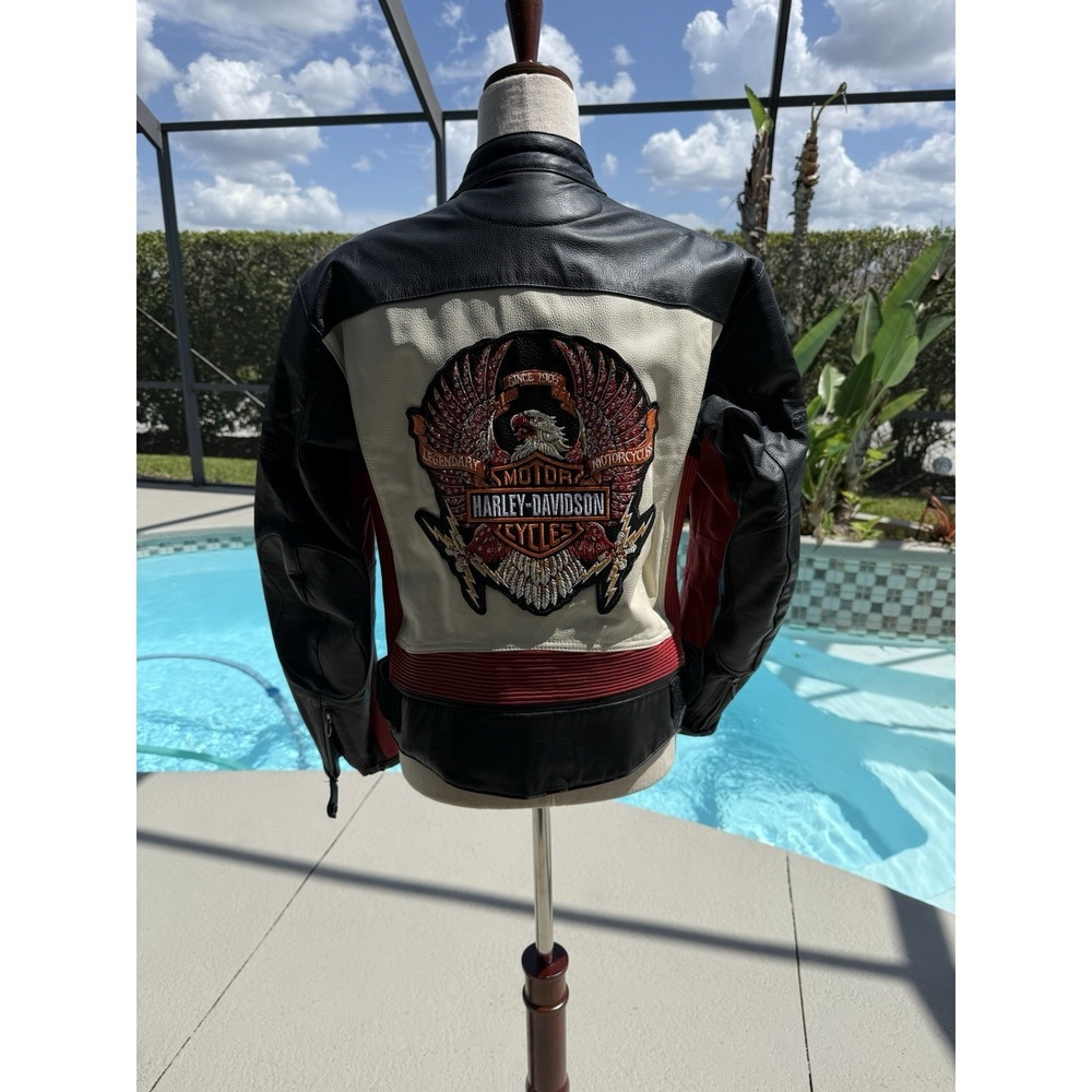 Harley Davidson Motorcycles Custom Leather Jacket L Biker Rapid City Patriotic